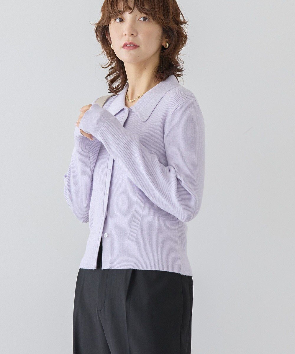 AMERICAN HOLIC バイパチ襟付き前あきリブプルオーバー 