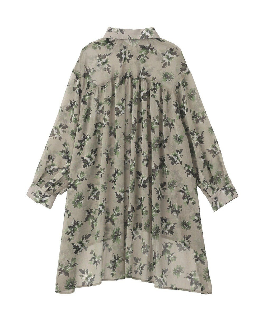 YECCA VECCA フラワー柄シアーロングシャツ 