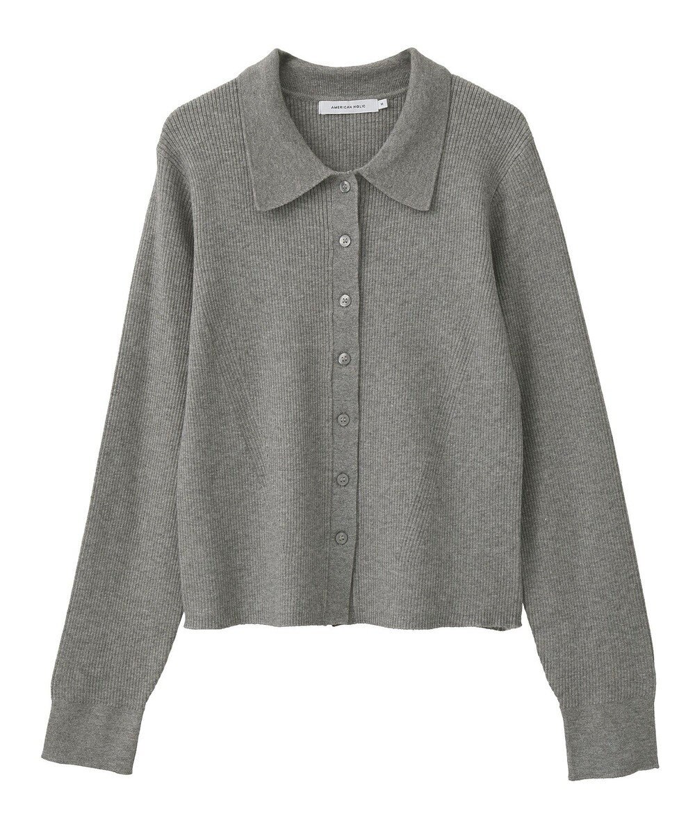 AMERICAN HOLIC バイパチ襟付き前あきリブプルオーバー 