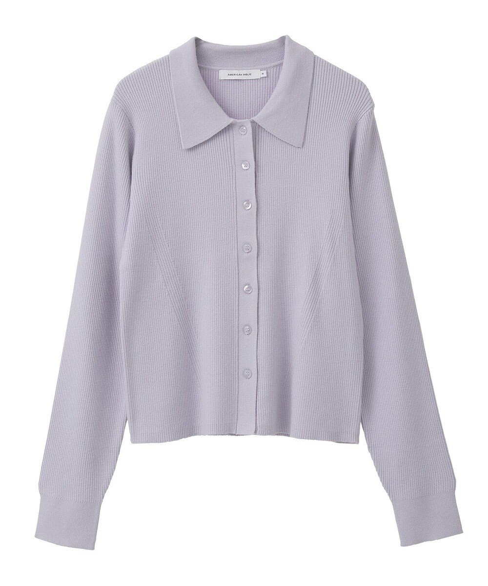 AMERICAN HOLIC バイパチ襟付き前あきリブプルオーバー 