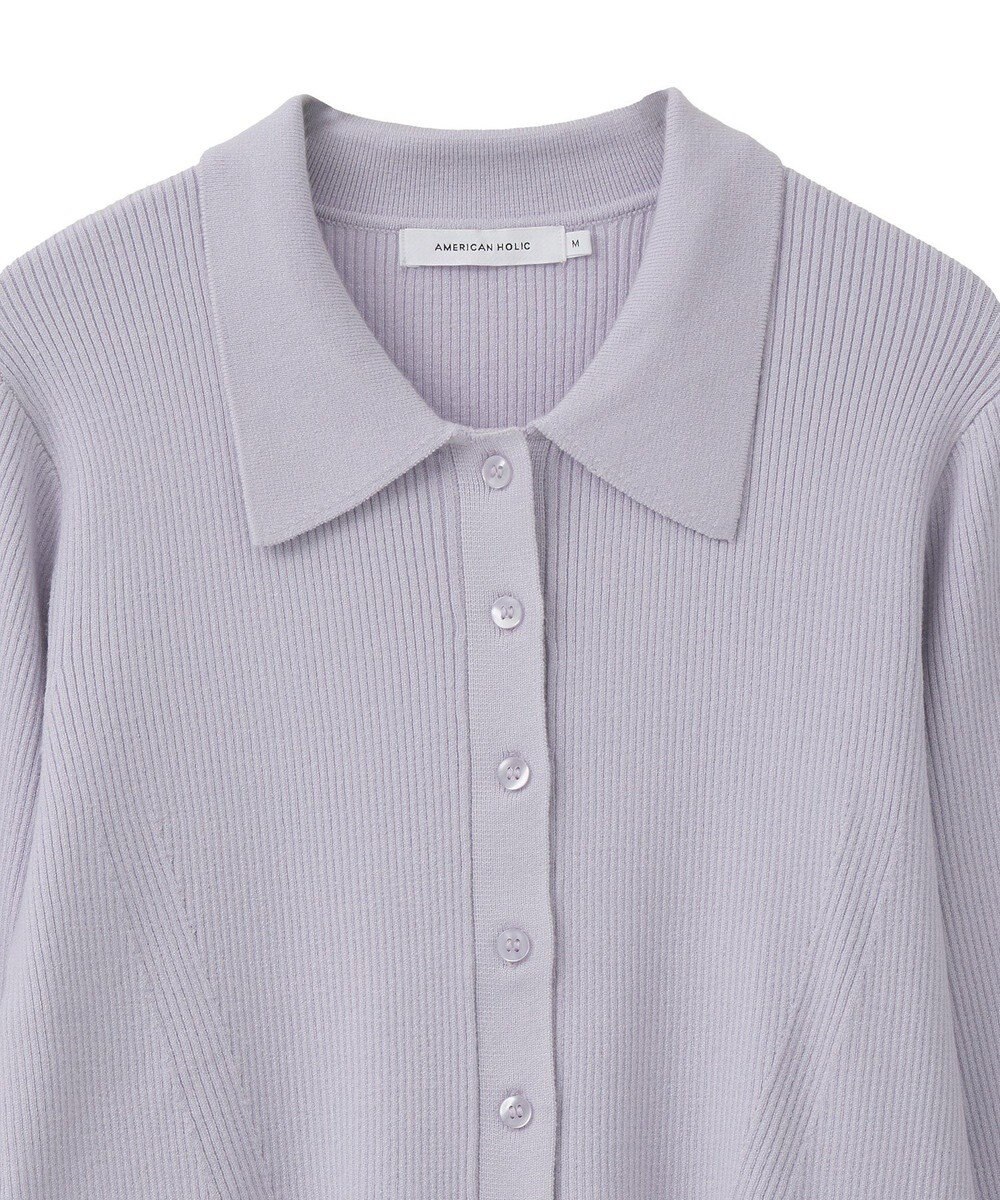 AMERICAN HOLIC バイパチ襟付き前あきリブプルオーバー 