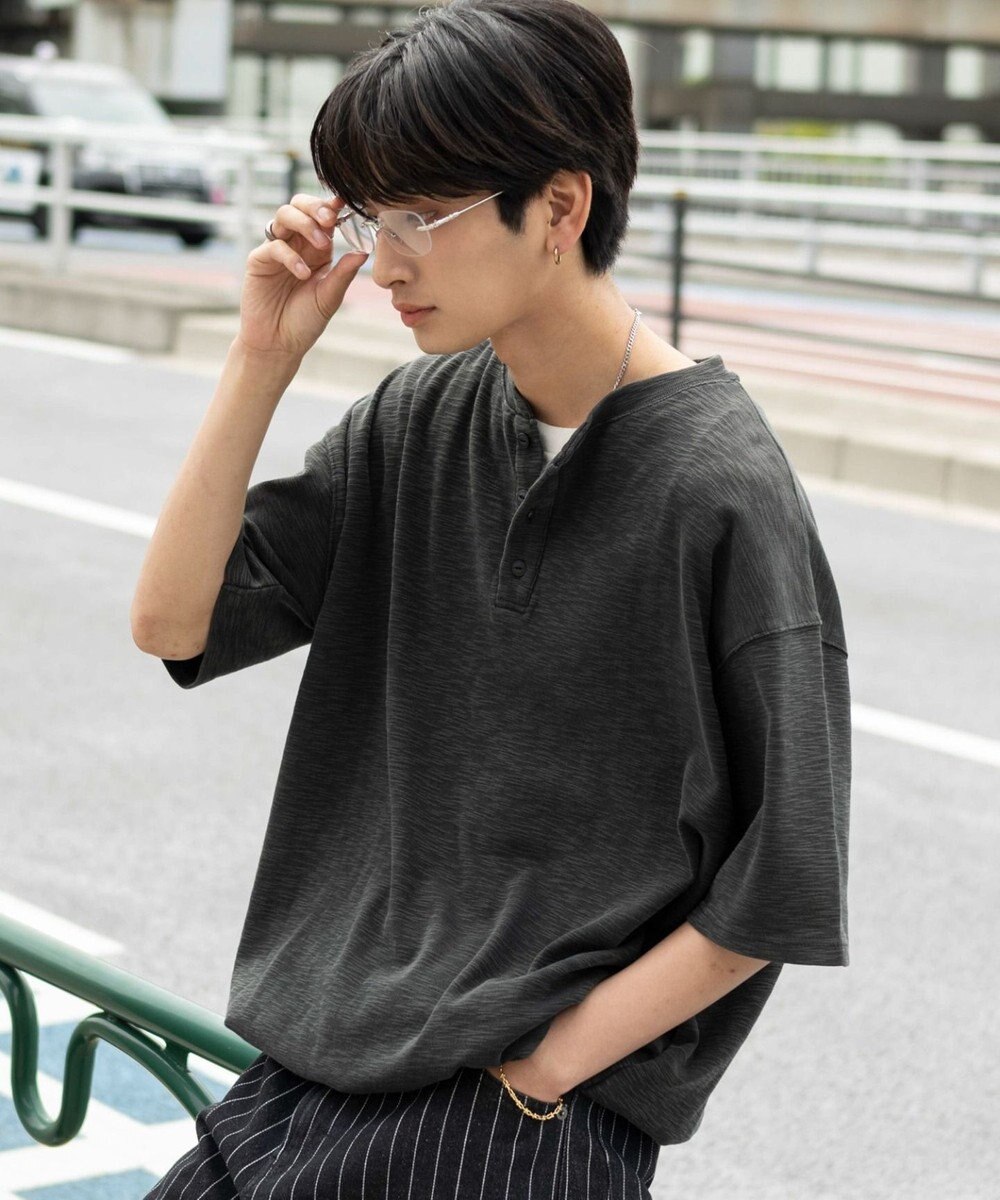 WEGO 【ユニセックス着用ITEM/MLサイズ展開】スラブヘンリーネックT（SS） 