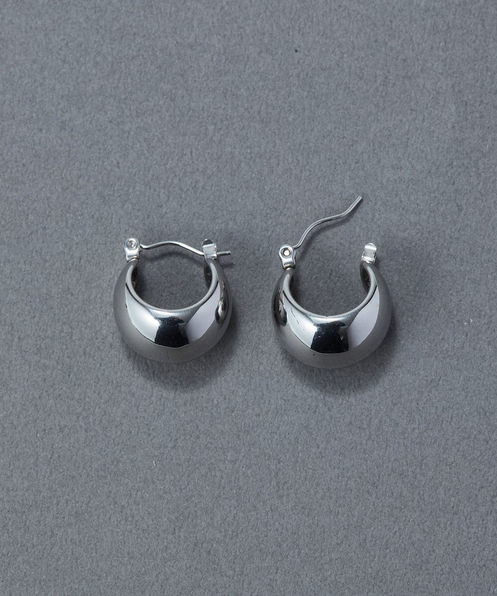 Phoebe 〈金属アレルギー対応〉ドームメタルフープピアス/シルバー　シンプル/大振り 
