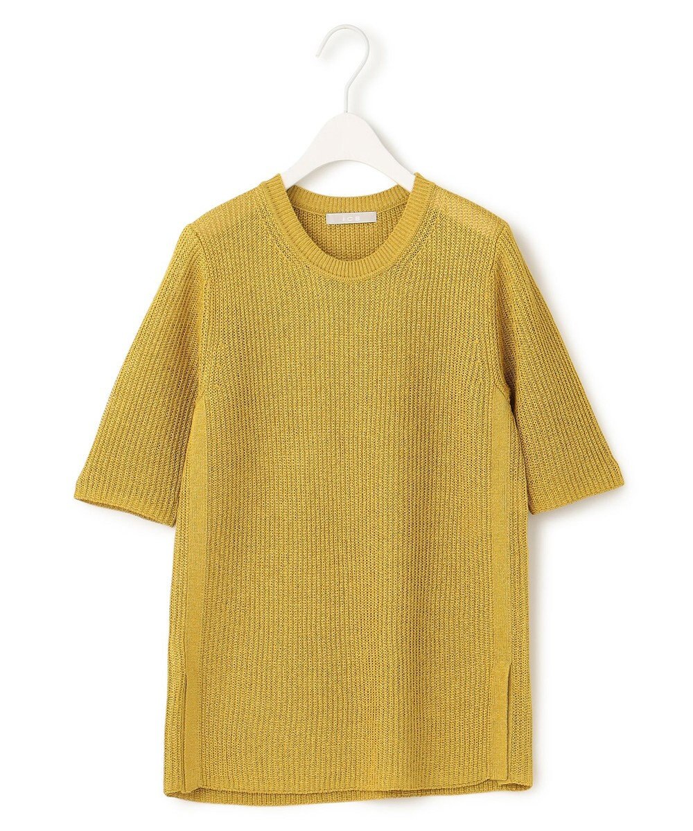 ICB 【WEB限定カラーあり・洗える】 ペーパーブレンドシャインニット 5分袖プルオーバー 