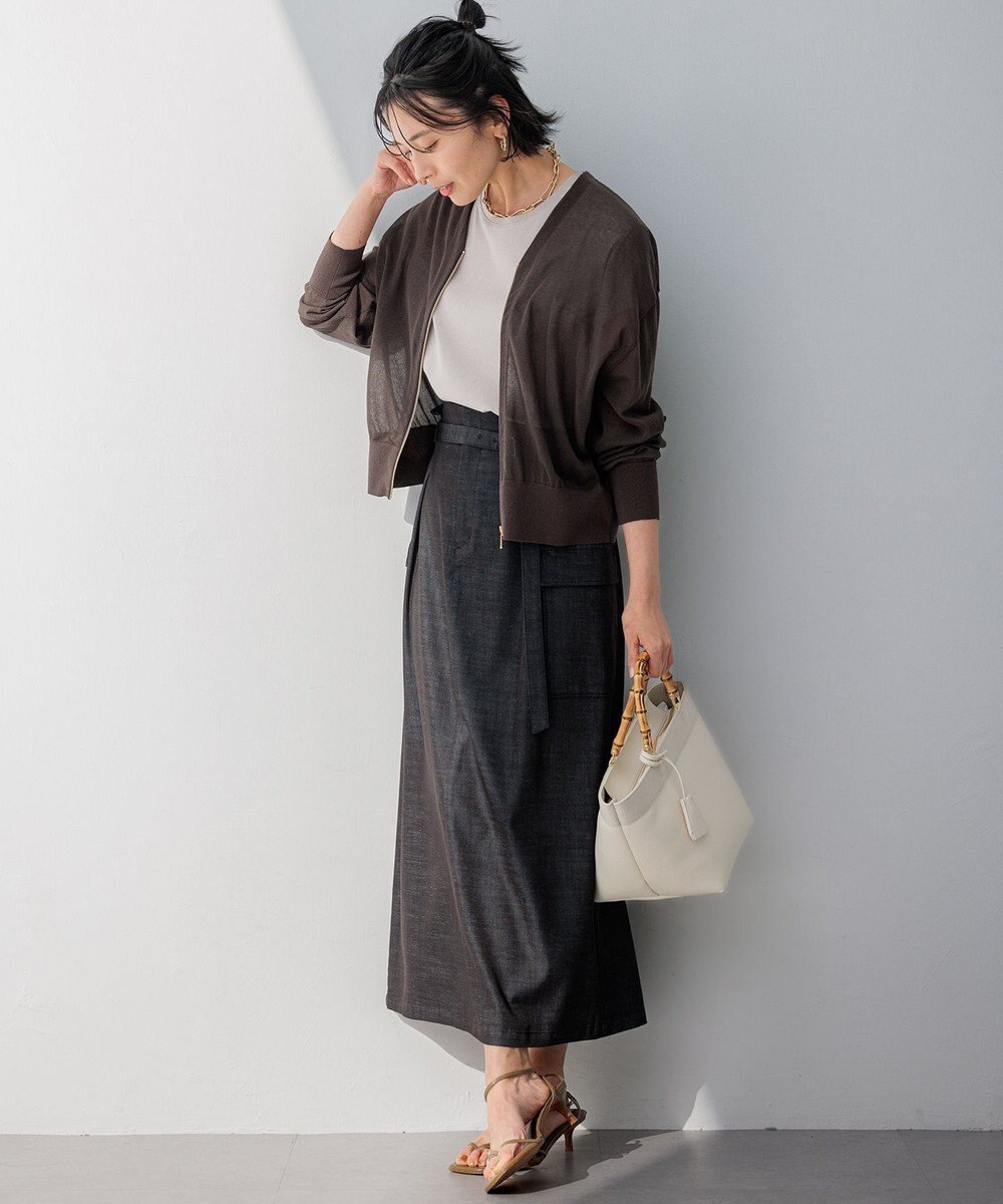 23区 【一部店舗限定/洗える】ライトシアーニット ジップカーディガン 