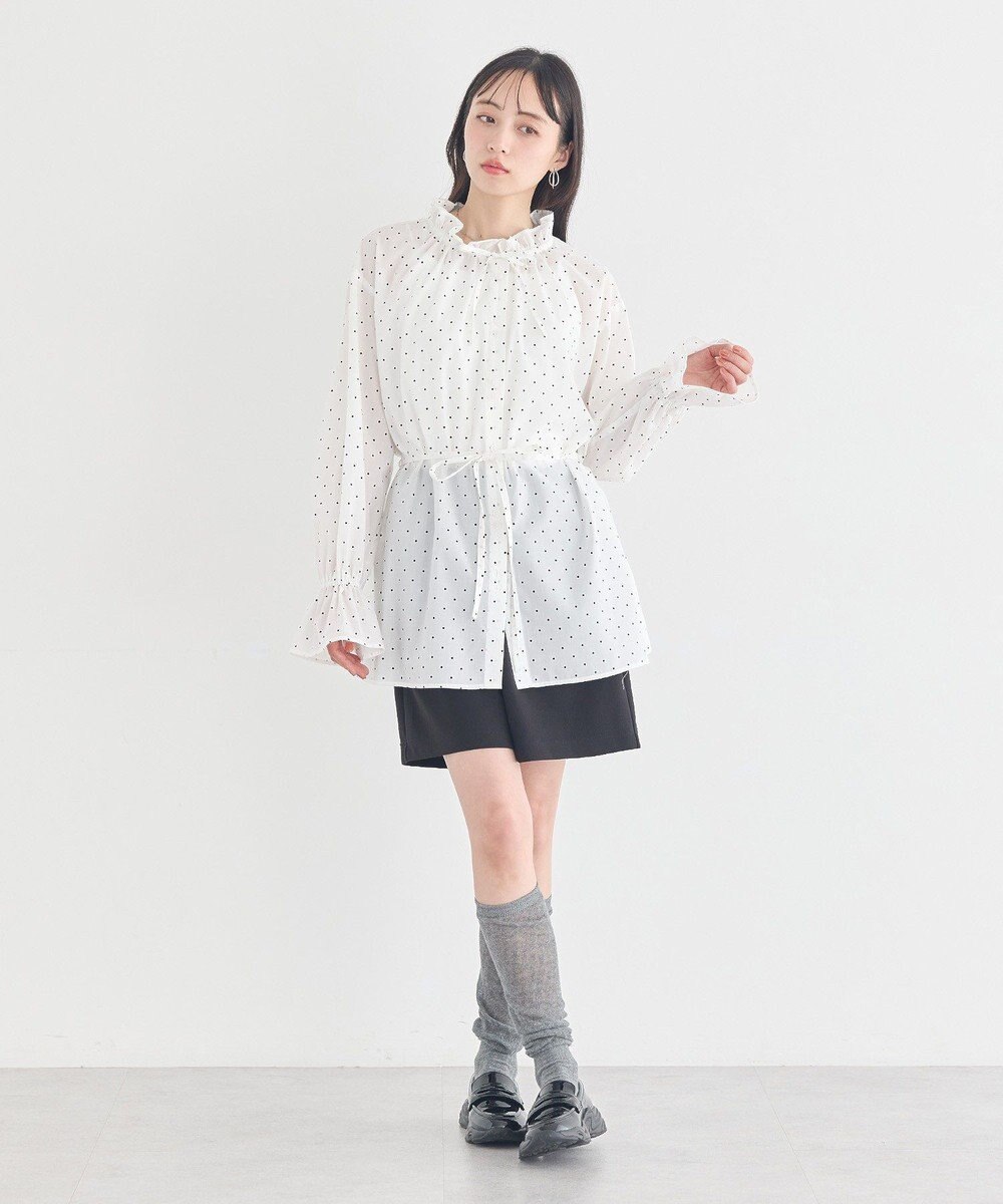 earth music&ecology 【イージーケア】TRキュプラダブルボタンフリルシャツ 