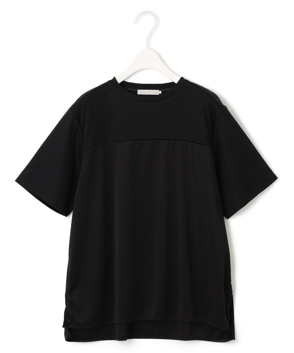 ICB L 【接触冷感・UVケア・洗える】シルケットスムースコンビ Tブラウスカットソー 