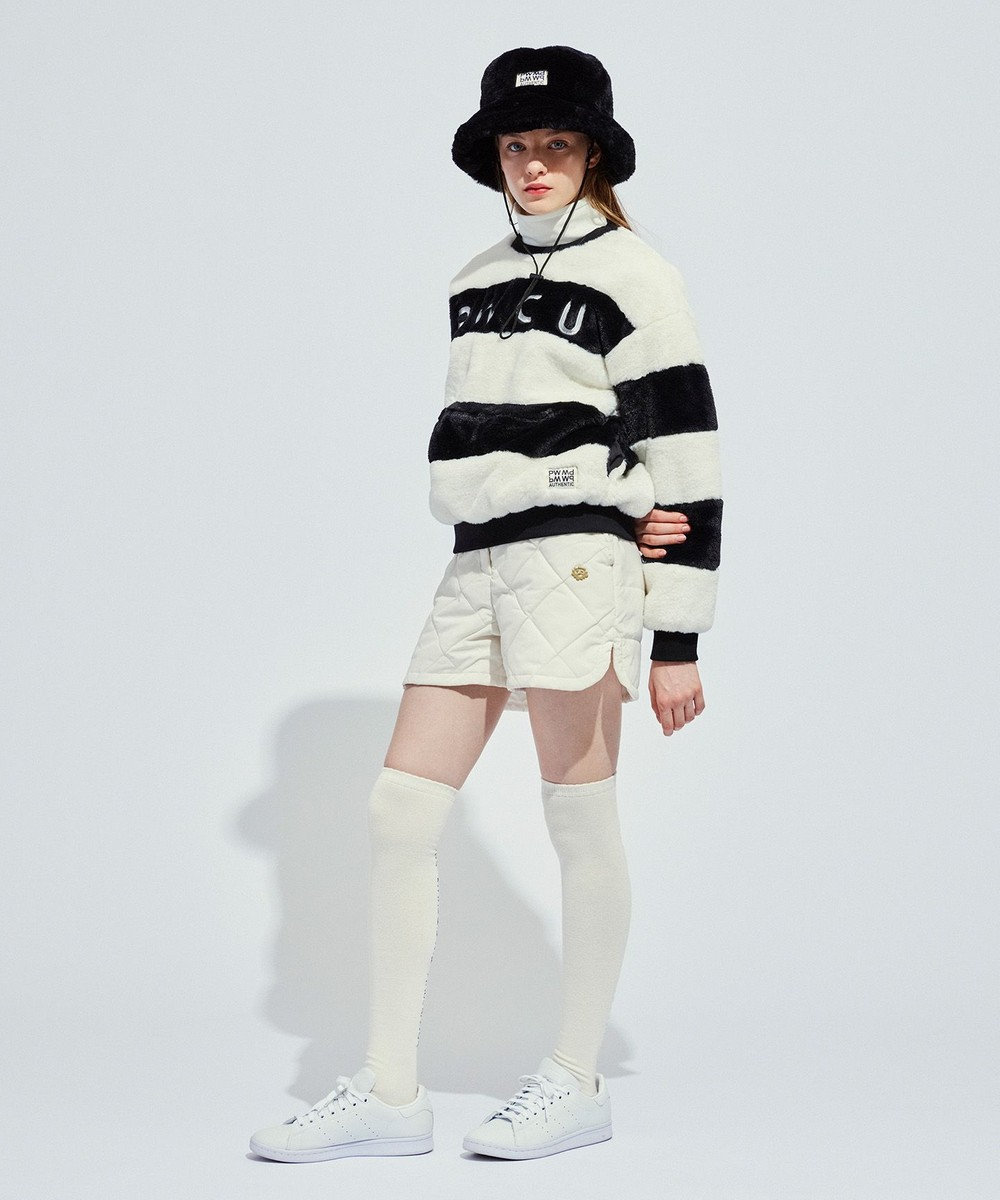 PW CIRCULUS 【ふわもこあったか/防寒/裏地付】【WOMEN】ボーダーフェイクファープルオーバー 