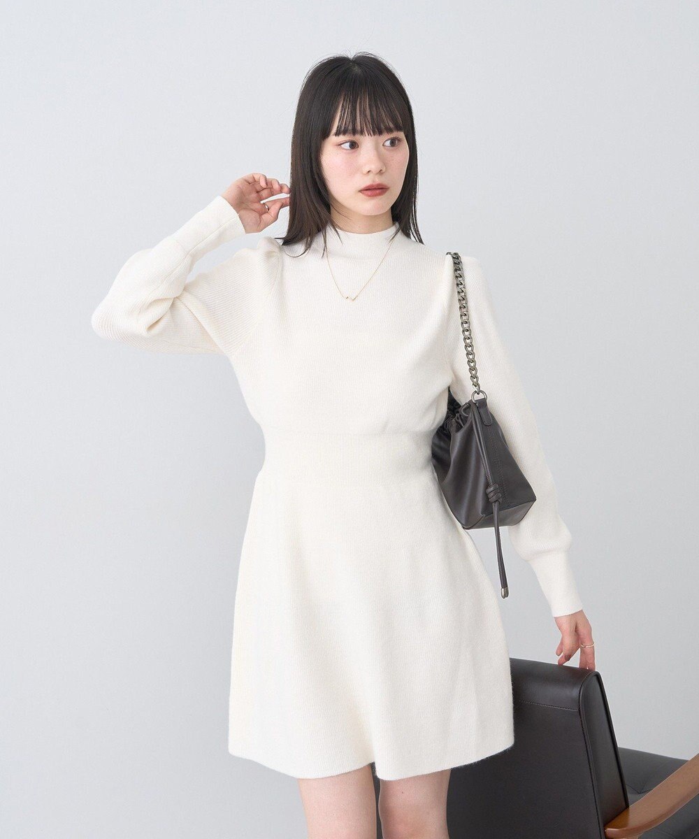earth music&ecology ウエストリブフレアニットミニワンピース 