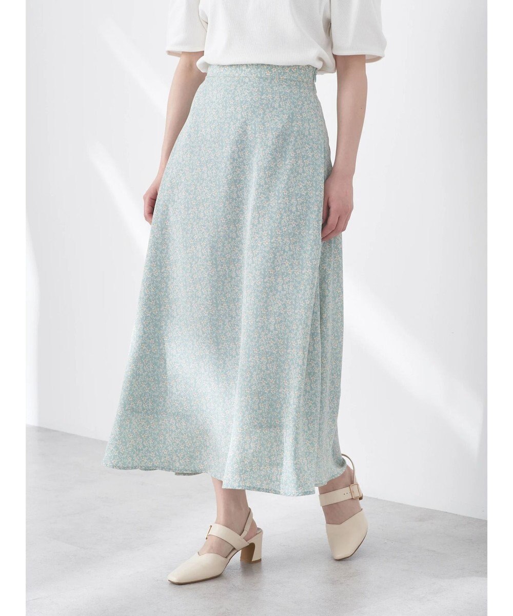 earth music&ecology フラワープリントフレアスカート 