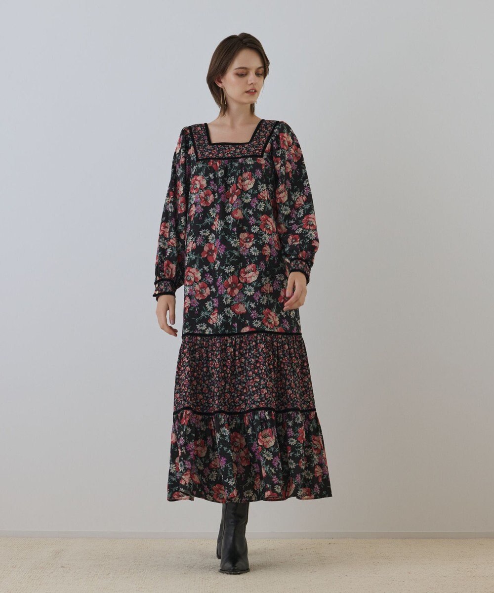 GRACE CONTINENTAL ボタニカルティアードワンピース 