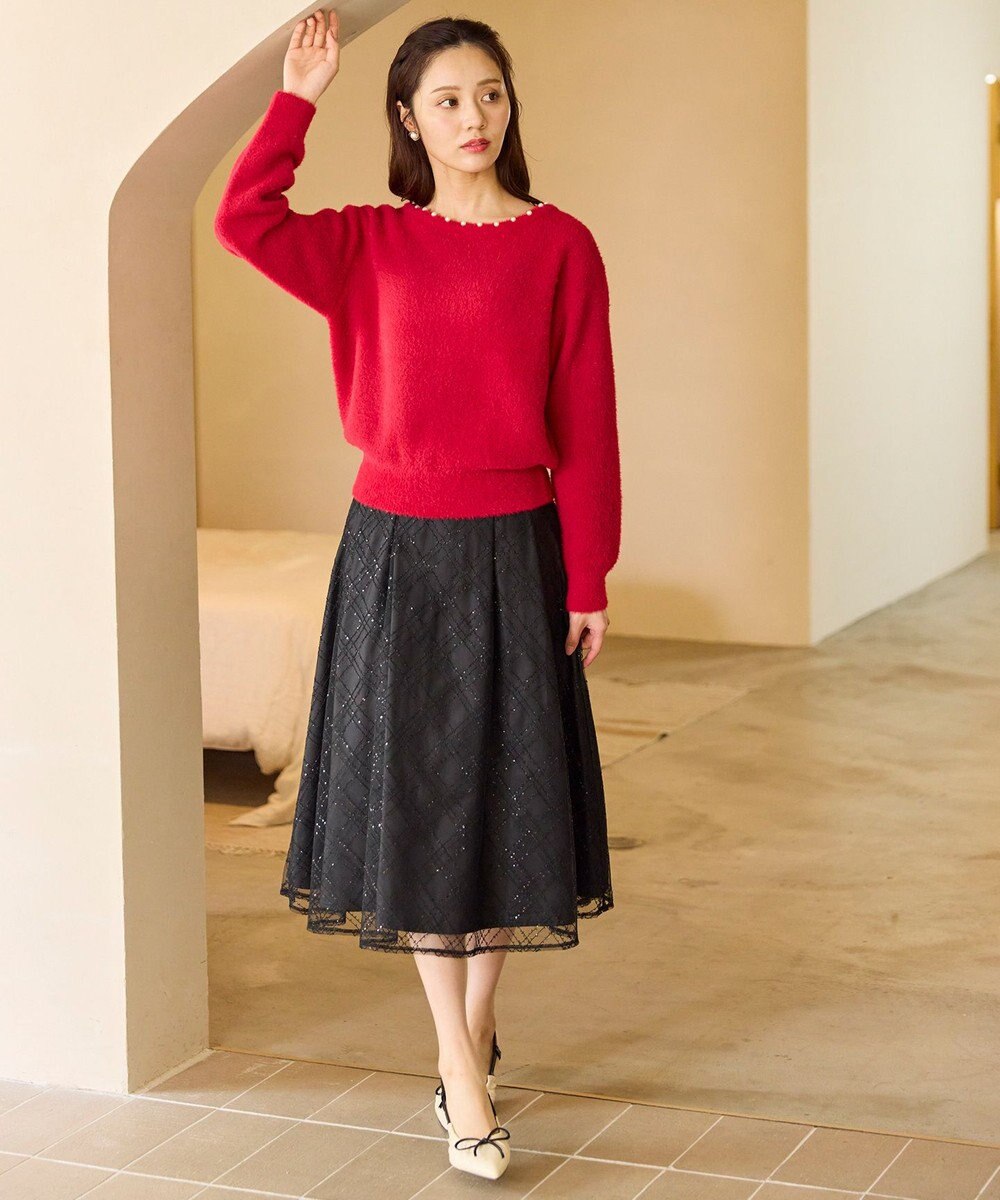 Feroux きらめきチェックフレア スカート 