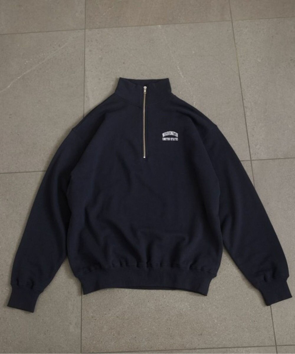 WEGO 【ANGIE VINTAGE】ワンポイント刺繍ハーフZIPスウェットプルオーバー 