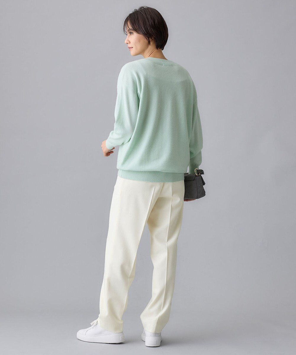 自由区 L 【洗える】ピュアカシミヤVネック ニット 