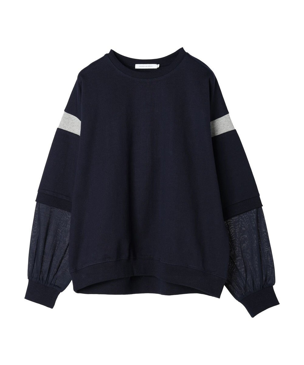 AMERICAN HOLIC 袖異素材ミニ裏毛プルオーバー 