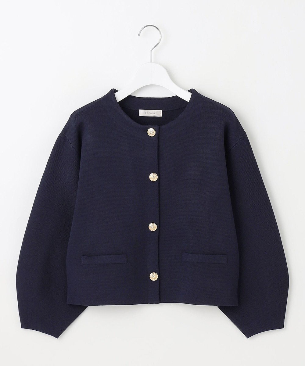 Feroux 【洗える】トラッドデザイン ニットジャケット 
