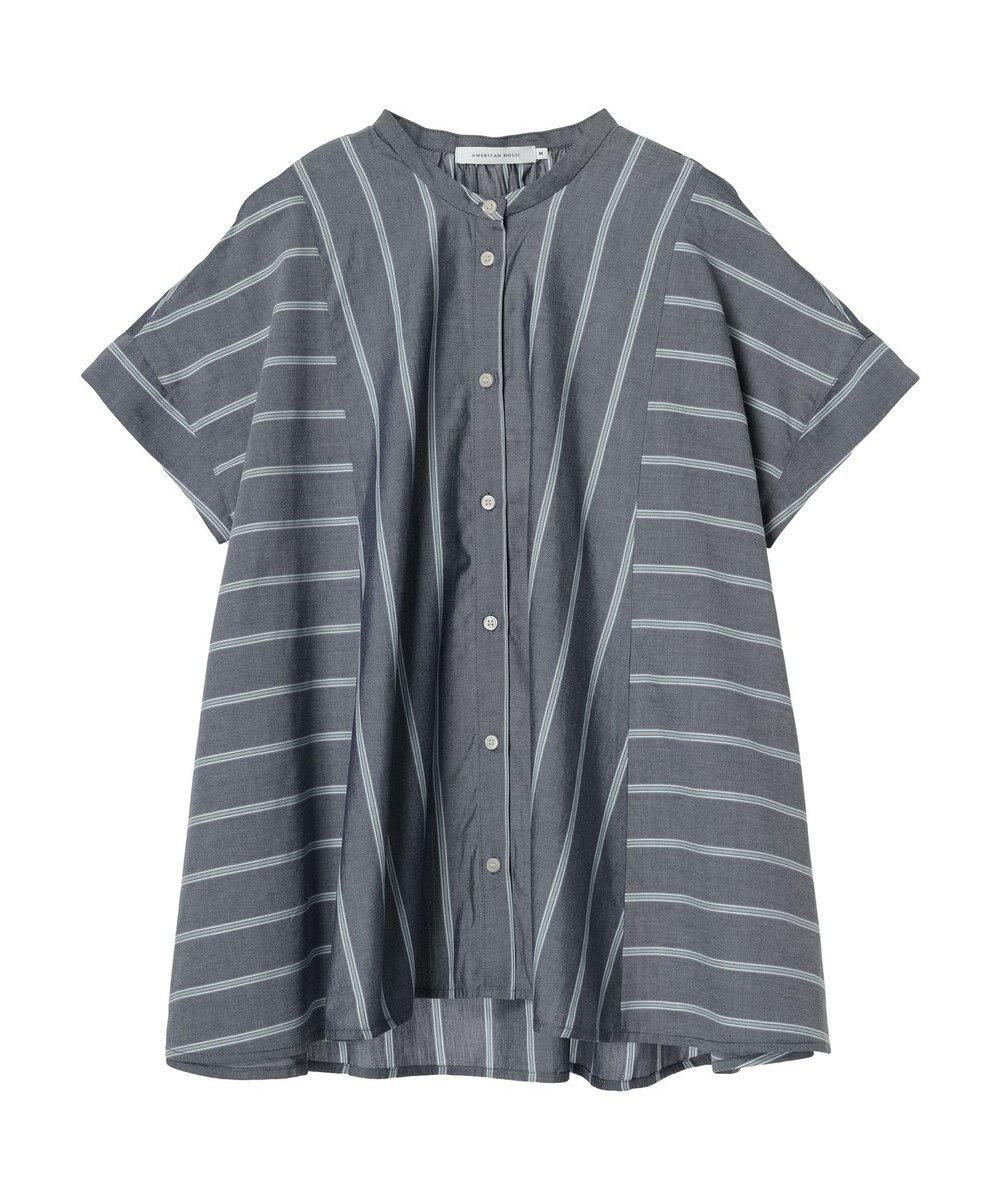 AMERICAN HOLIC 接触冷感フレンチスリーブ切り替えフレアブラウス 