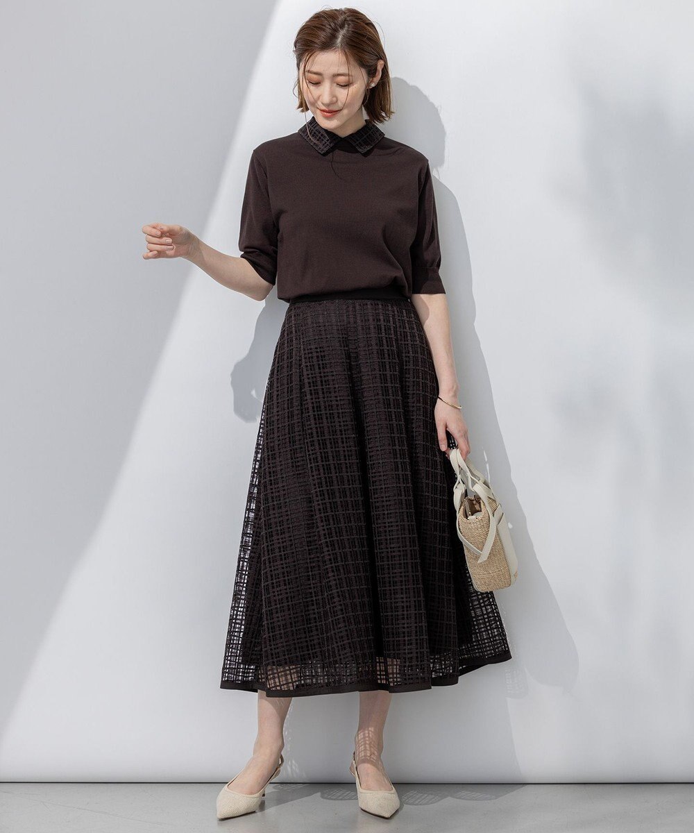 23区 L 【洗える】Broche チェックレース スカート 