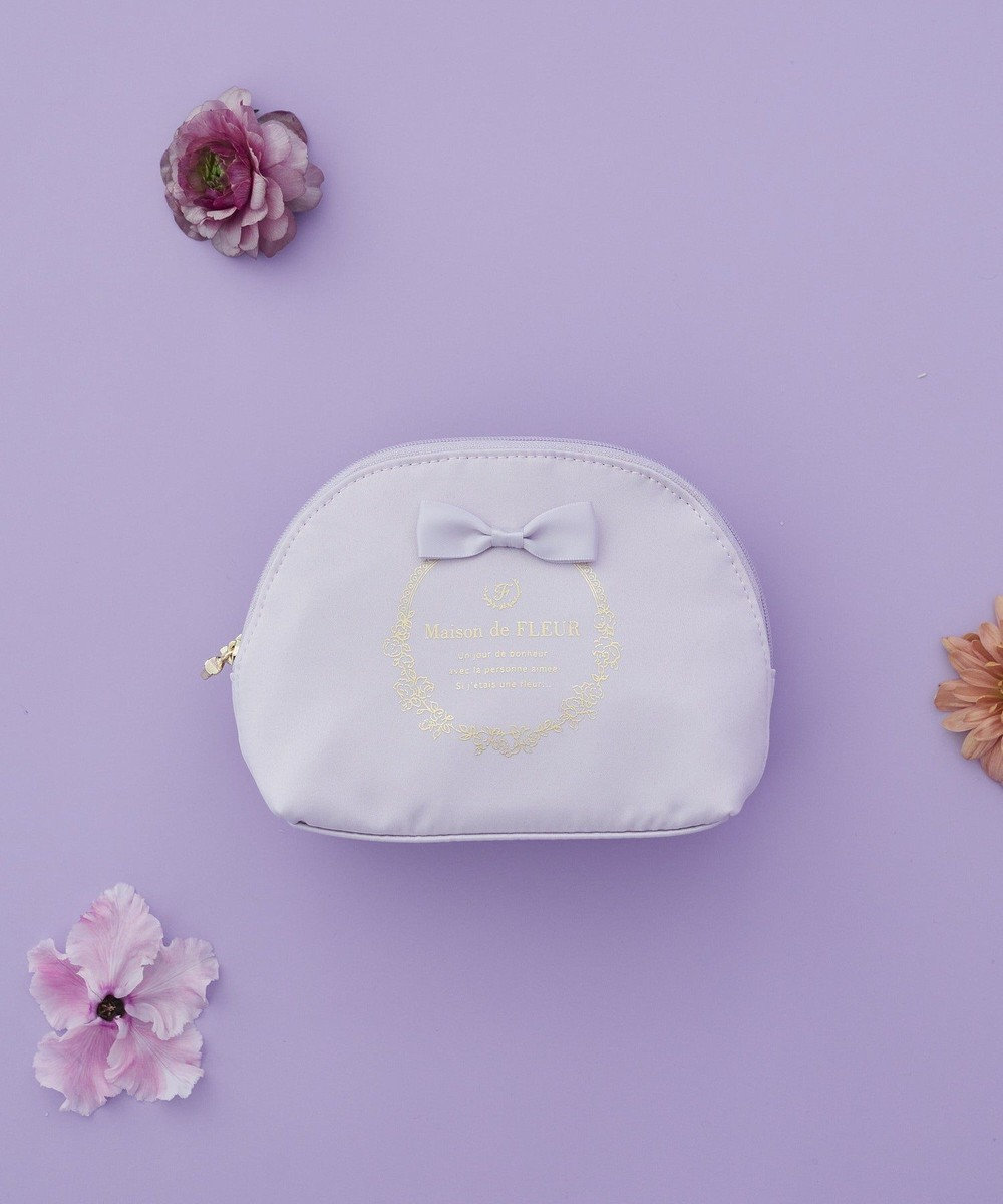 Maison de FLEUR サテンリボンラウンドポーチ 