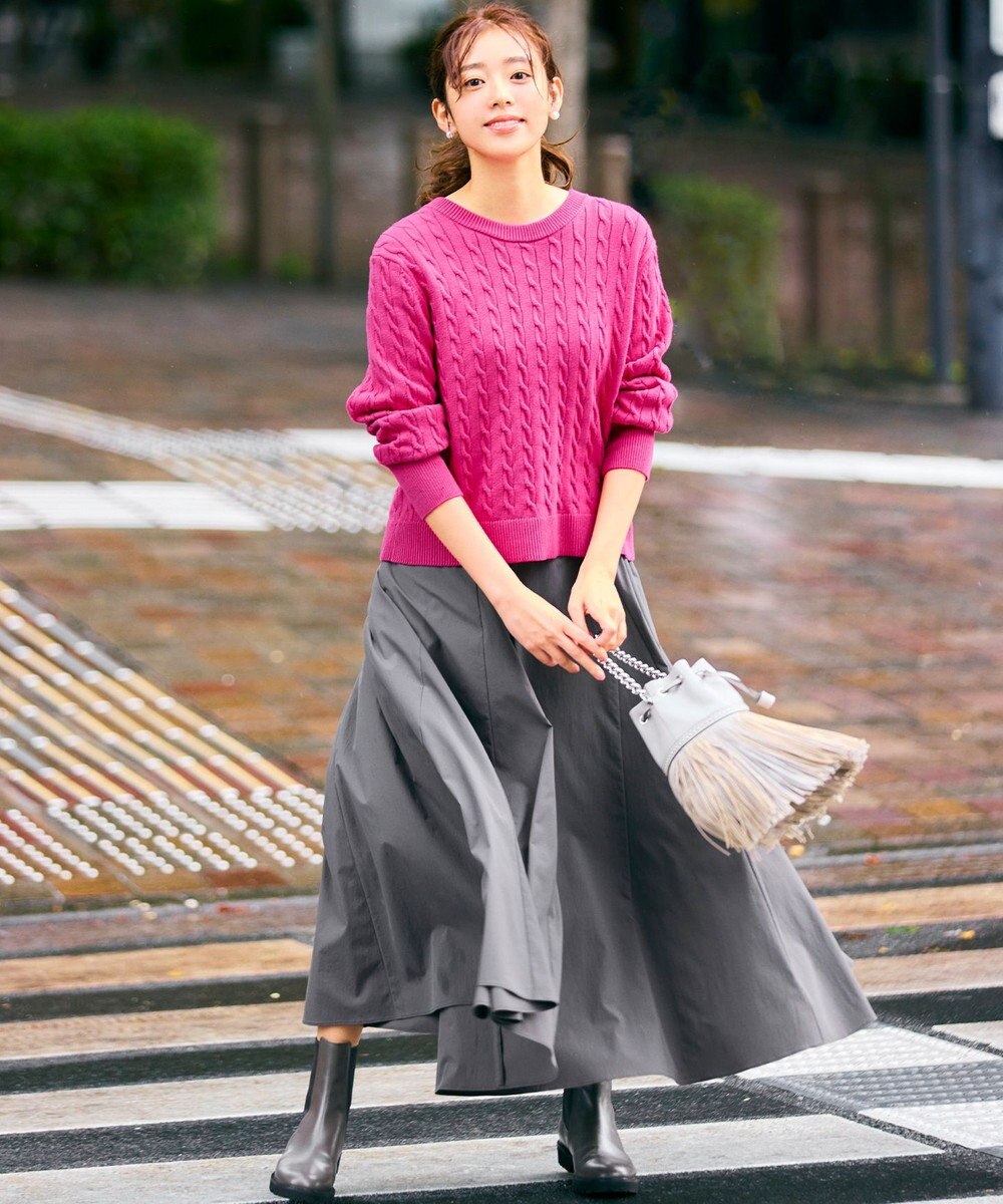 組曲 L 【前後着用可】コットンカシミヤ混2WAYケーブル ニット 