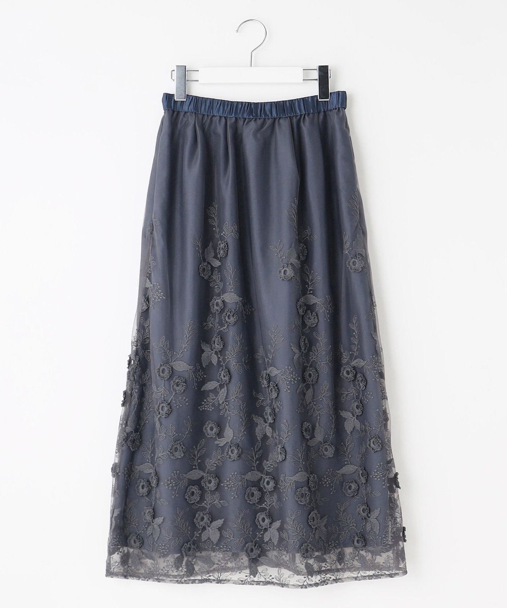 自由区 【洗える】フローティングエンブロイダリー スカート 