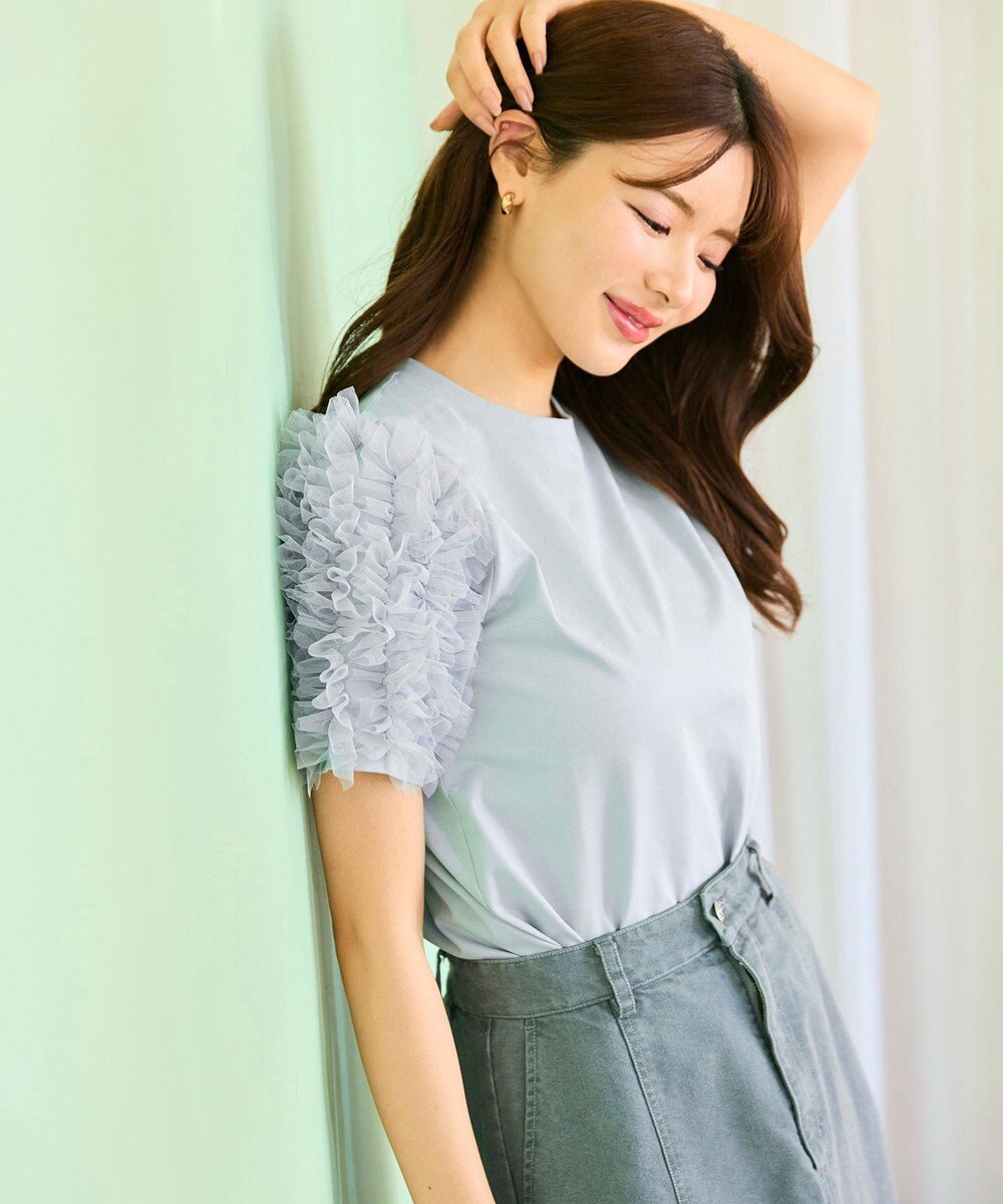 Feroux チュールスリーブ Tシャツ 