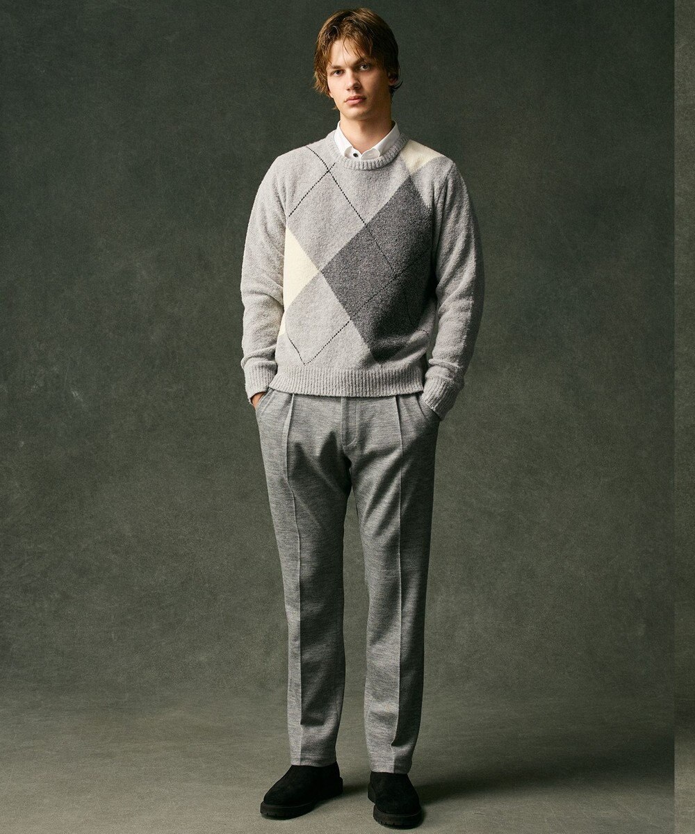 JOSEPH ABBOUD 【キングサイズ・軽量/ストレッチ/尾州産ジャージー素材】ウールミルドジャージータック パンツ 