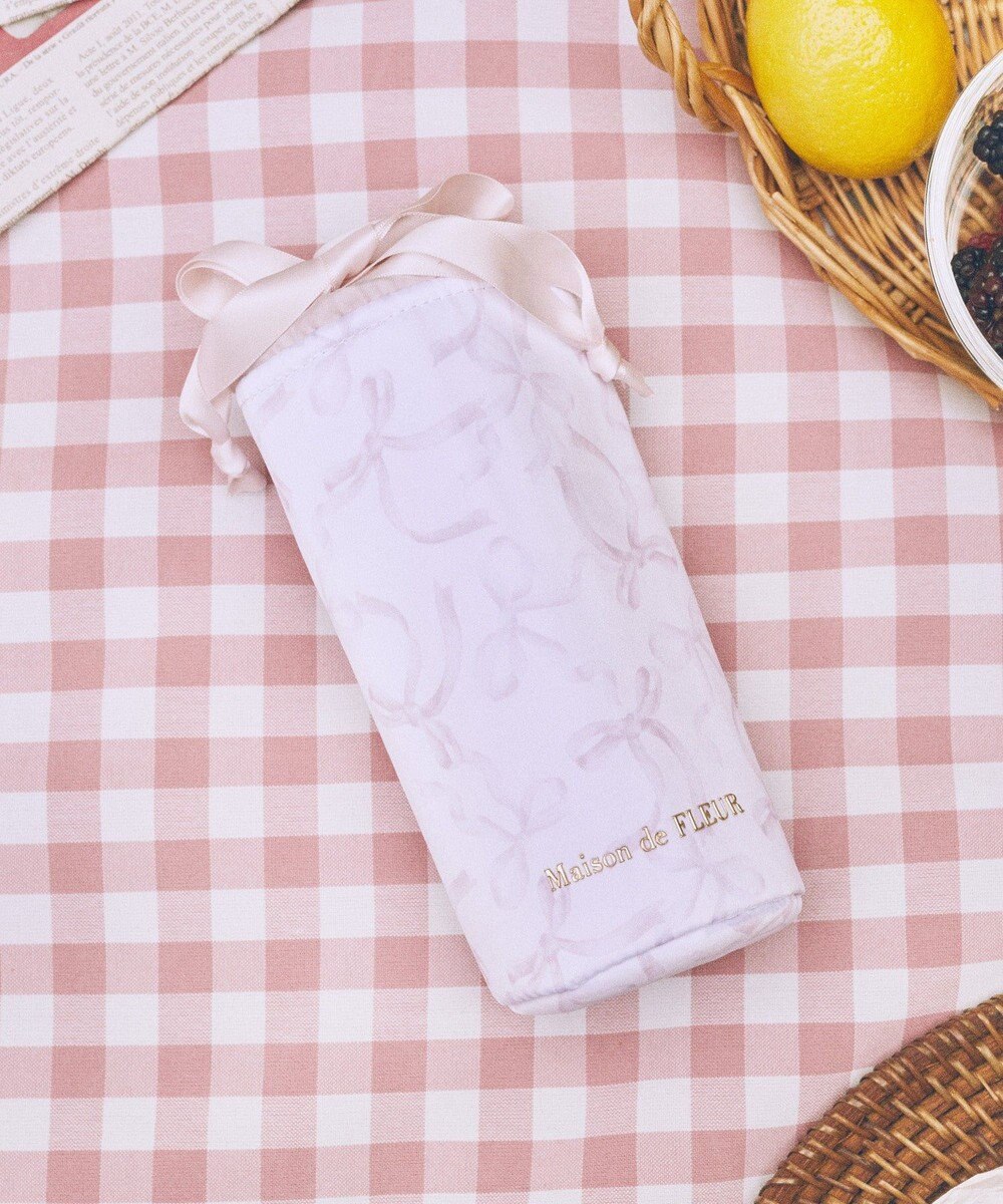 Maison de FLEUR 【保冷機能付き】リボン柄巾着ボトルケース 