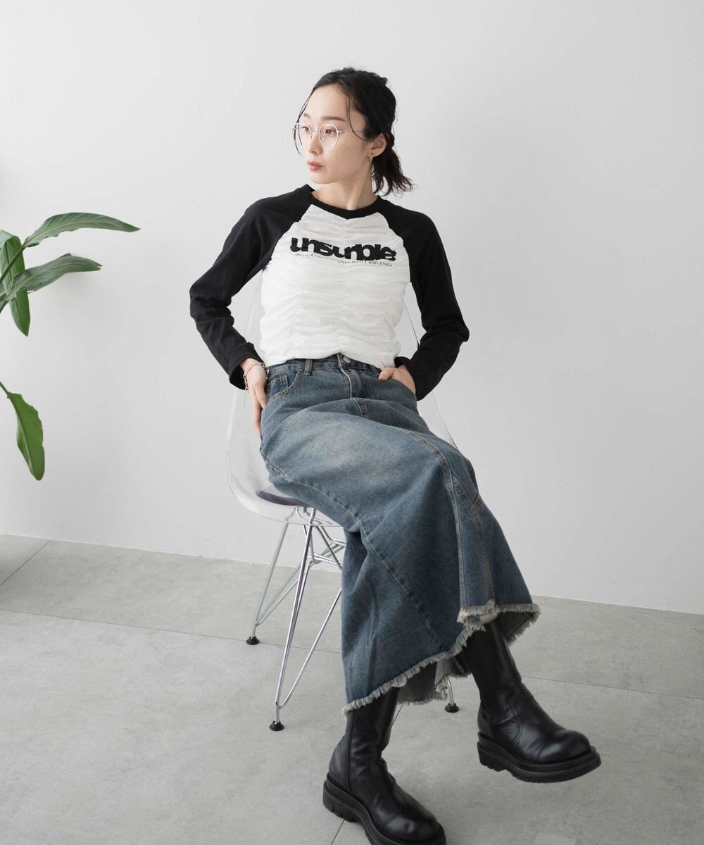 WEGO シャーリングデザインラグランロンT 