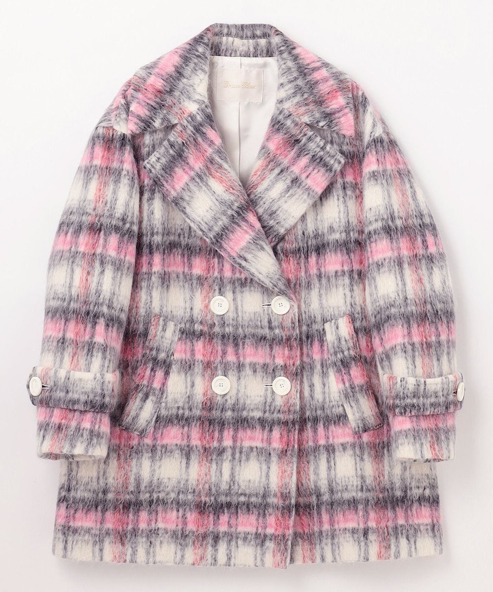 GRACE CONTINENTAL シャギーチェックピーコート 