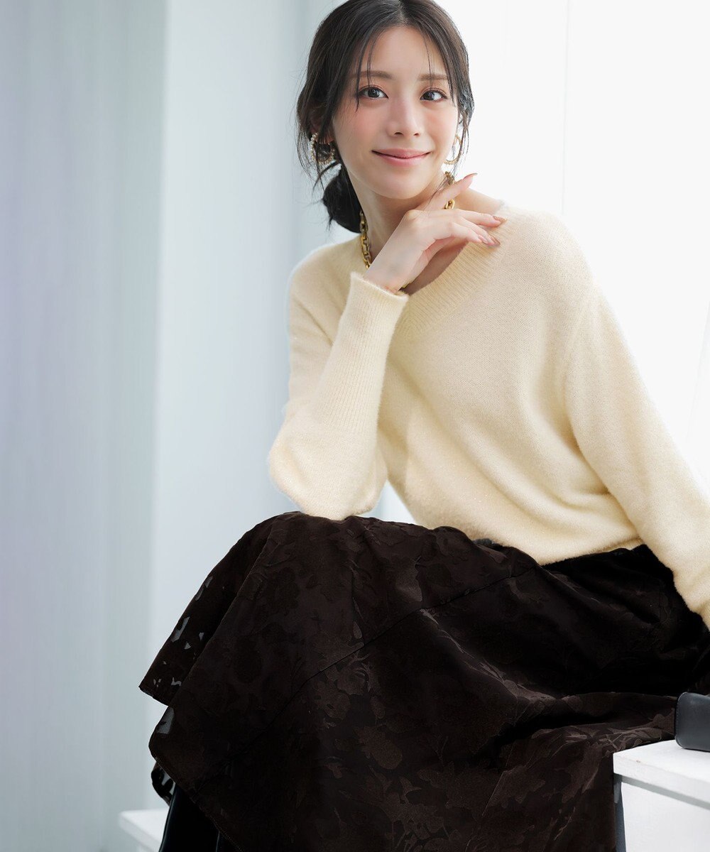 ANY SIS 【2SET】フェザー ニット × フロッキー スカート 