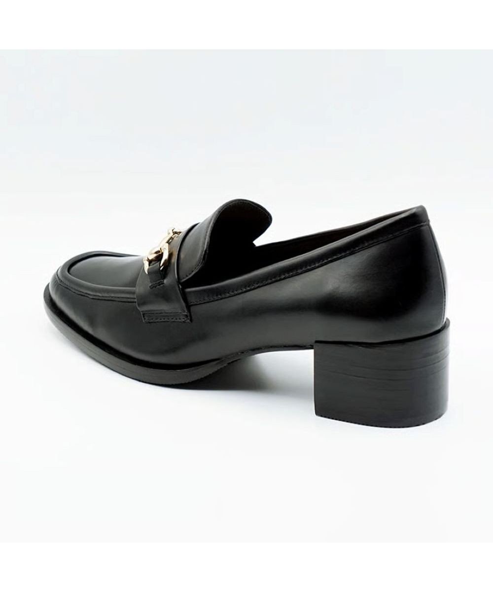 APOM イタリアンレザー ブロックヒールビットローファー45 