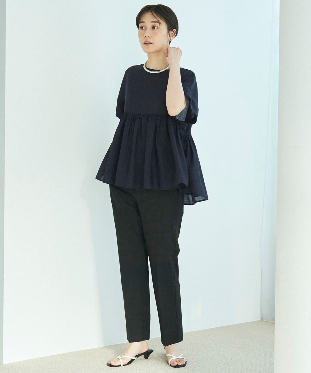 UNFILO ヴィンテージシアー ギャザーペプラムブラウス 