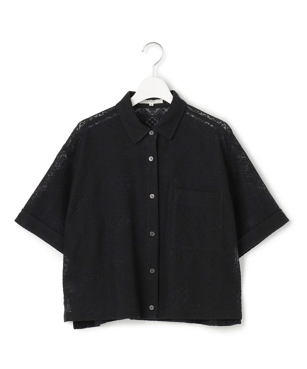 23区 【SLOW/一部店舗限定】モチーフレース 半袖 シャツ 