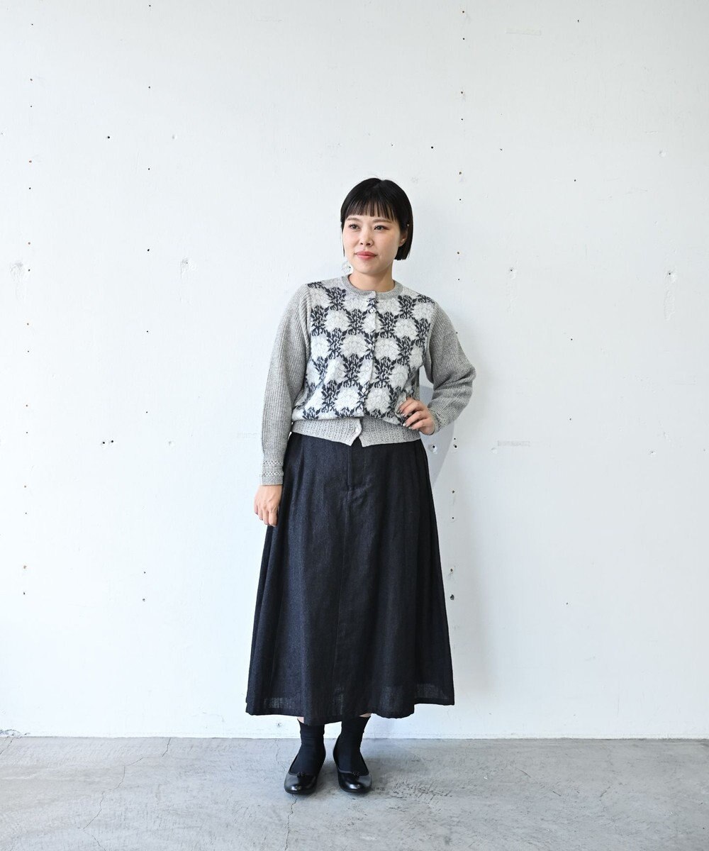 muuc 〈軽やかな尾州産リネンウール〉スカート  　ロングシーズン 秋冬春 後ろウエストゴム有り セットアップ可能 裏地有り 