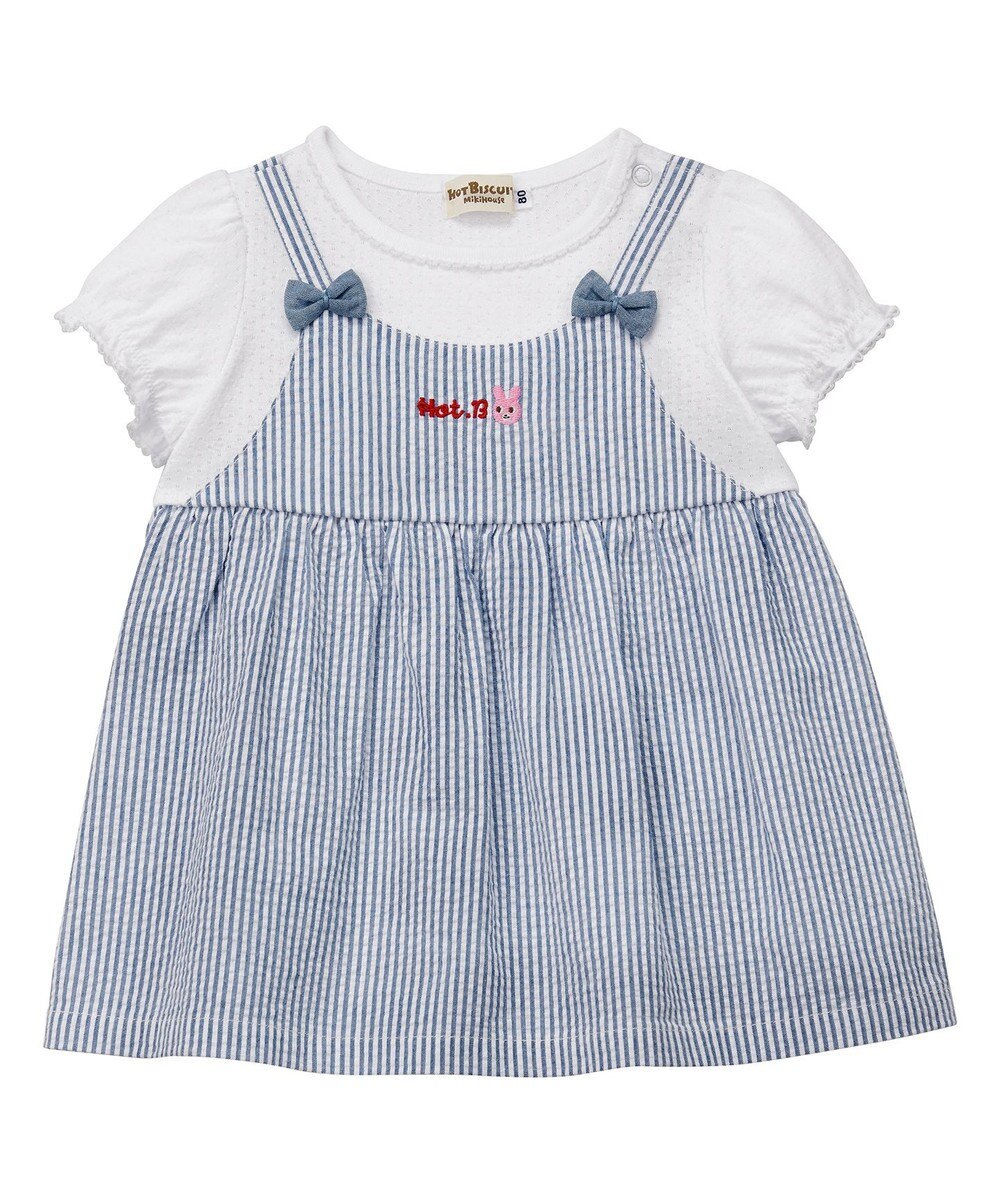 MIKI HOUSE HOT BISCUITS 【80-120cm】重ね着風 半袖Tシャツ 