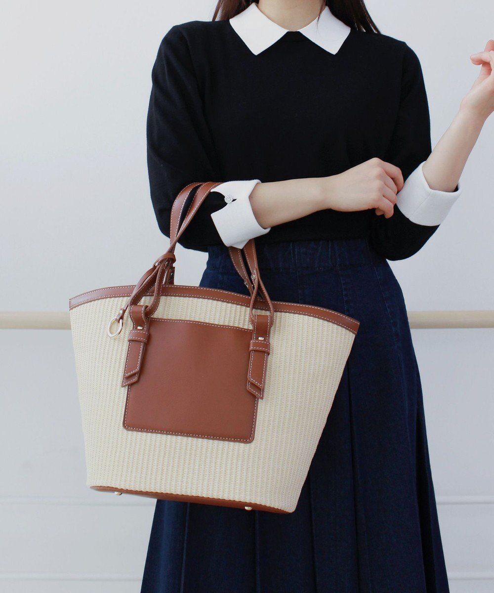 組曲 フェイクレザーコンビバスケットバッグ 