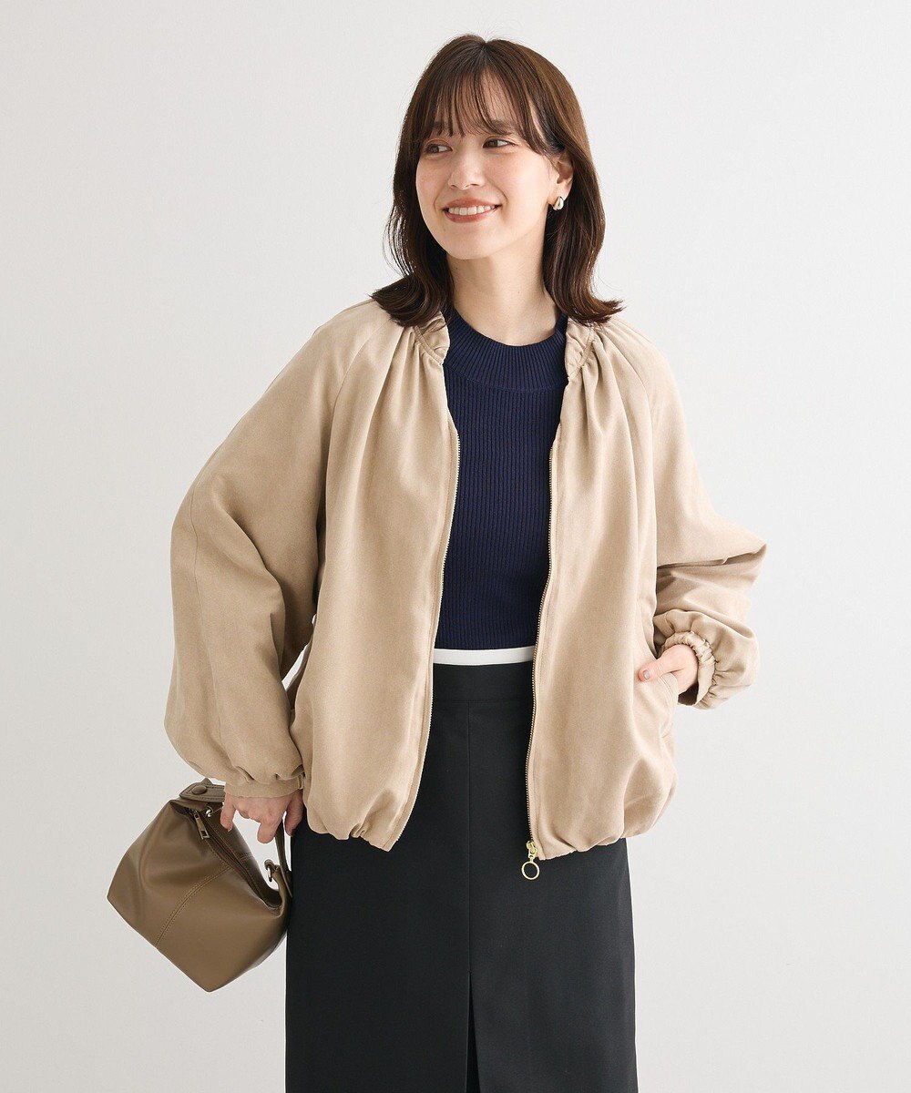 Green Parks スウェードライクギャザーブルゾン 