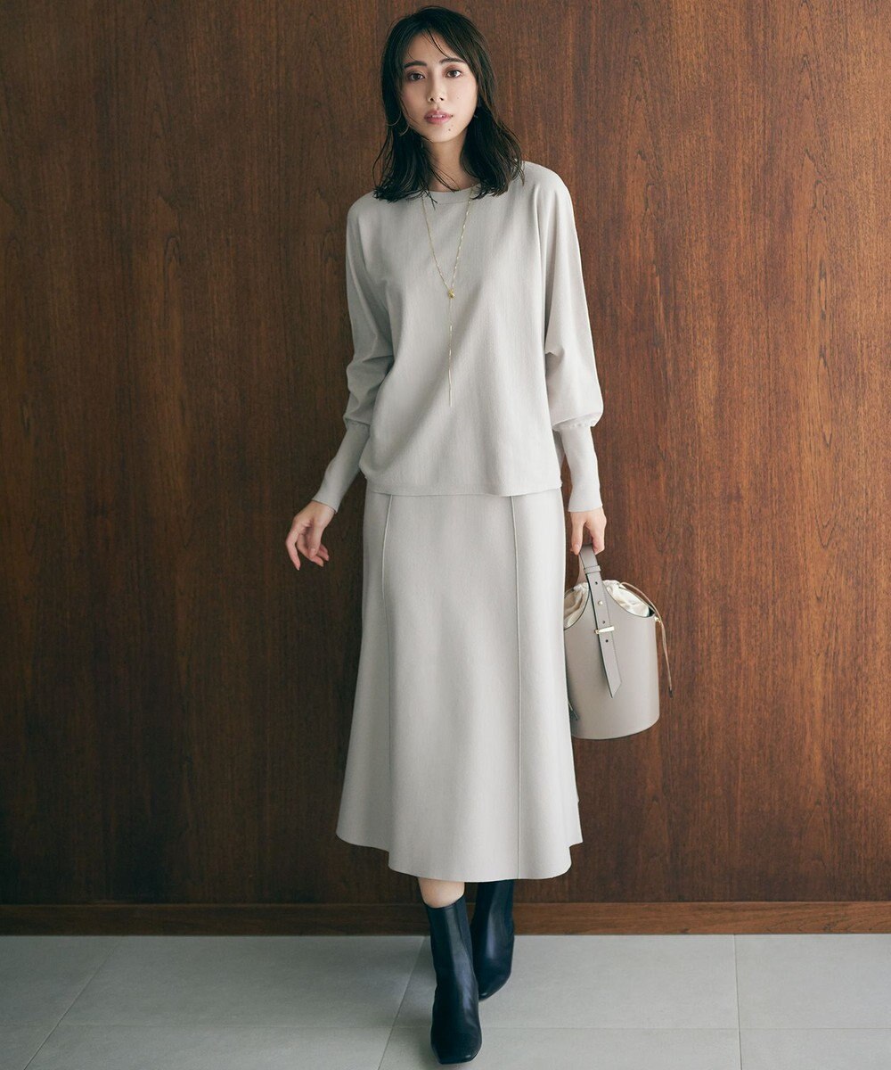 23区 L 【洗える/セットアップ対応】ヴィスコースストレッチ ドルマン ニット 