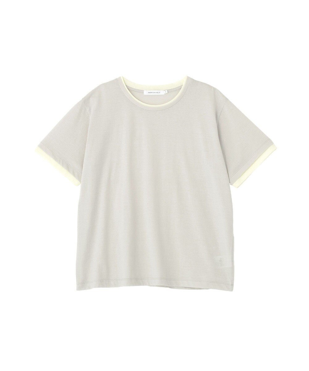 AMERICAN HOLIC 配色レイヤード風シアーＴシャツ 
