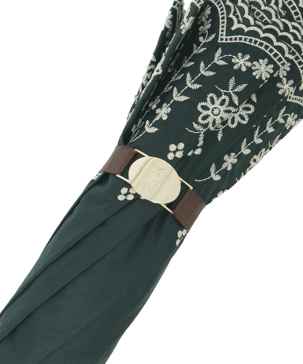 MOONBAT POLO RALPH LAUREN（ポロ ラルフローレン）晴雨兼用日傘 フローラル刺繍 折りたたみ傘 楽折 遮光 遮熱 UV 