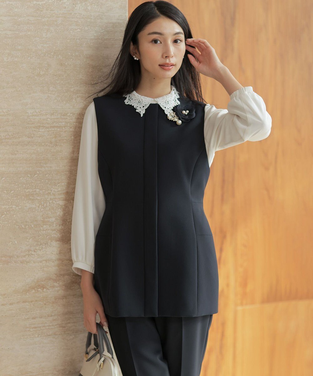 組曲 S 【WEB限定・2WAY】ジョーゼットシフォンレース襟 ブラウス 