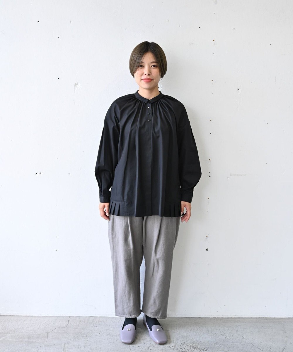 muuc 〈オーガニックコットン〉〈コットンブロード生地〉〈カラーにより異なる生地〉〈通年着られる〉コットン裾プリーツ ブラウス 