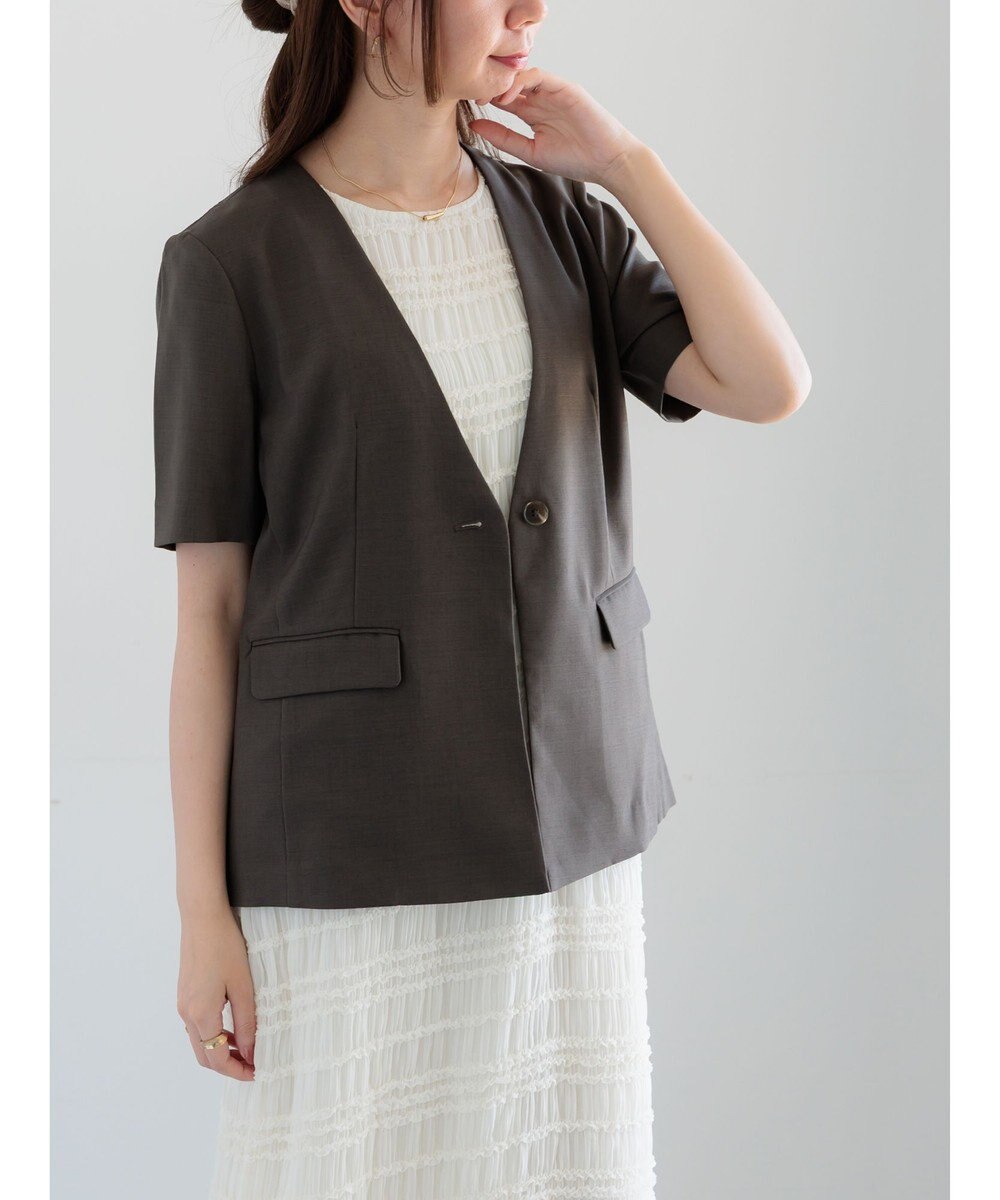 Te chichi 麻調Yカラージャケット 