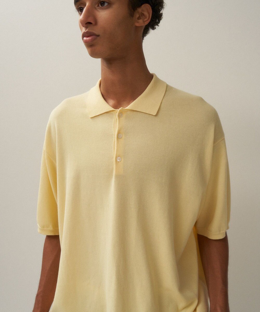 ATON COTTON WASHI KNIT | ハーフスリーブポロセーター - UNISEX 