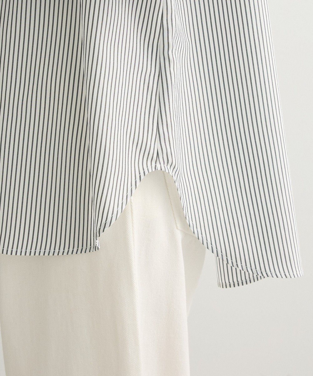 Green Parks バンドカラーストライプシャツ 