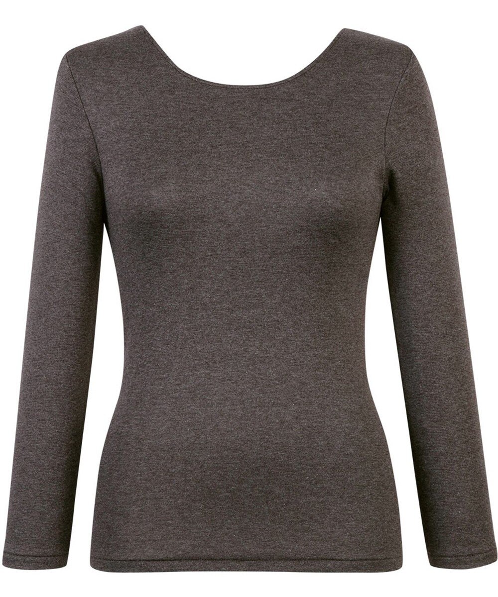 Wing あったかインナー 綿混 裏起毛 よく伸びる素材 【ラクのびサーモ】 8分袖 長袖 ネックせまめ 秋 冬 EL6913 ウイング／ワコール 