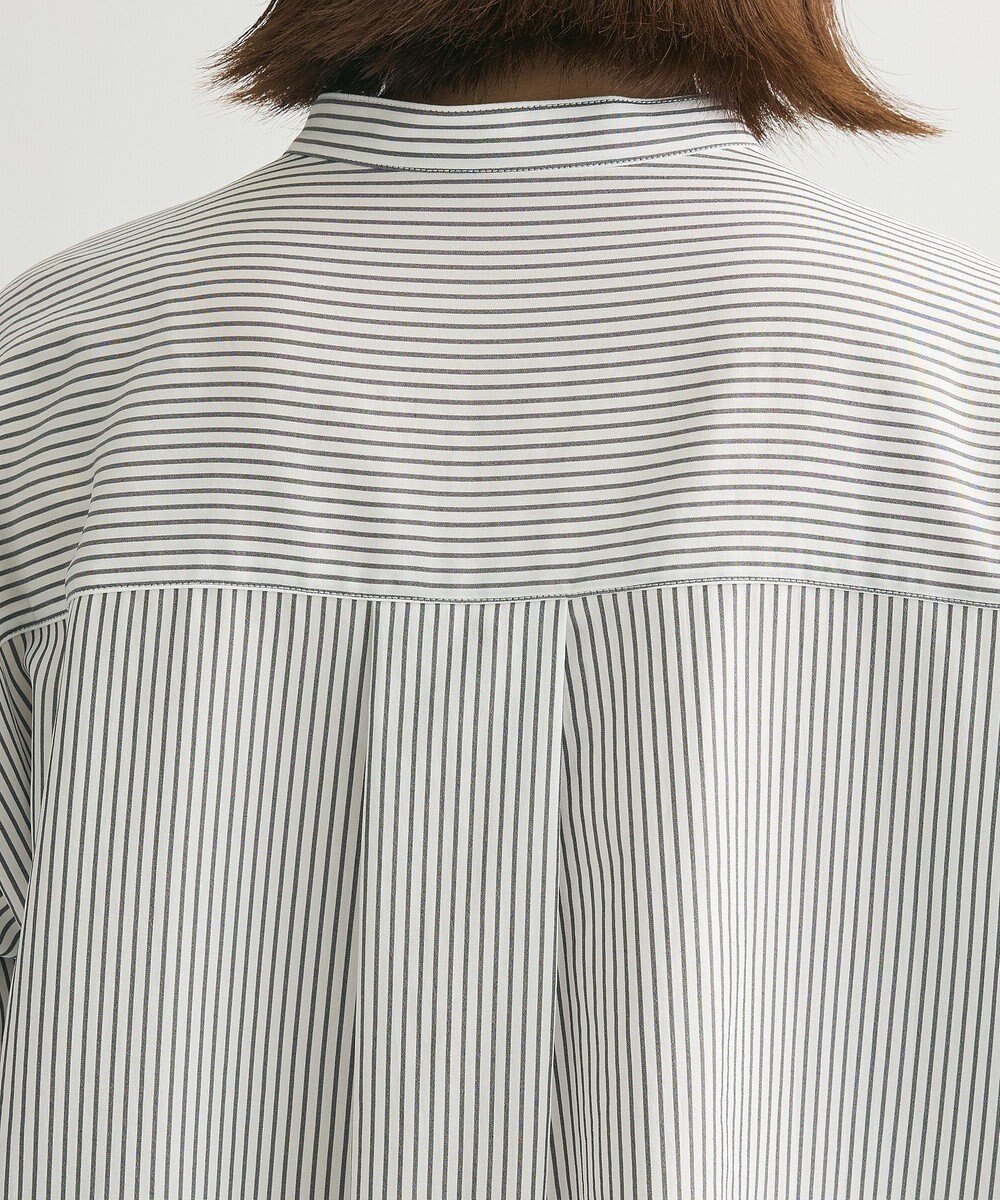 Green Parks バンドカラーストライプシャツ 