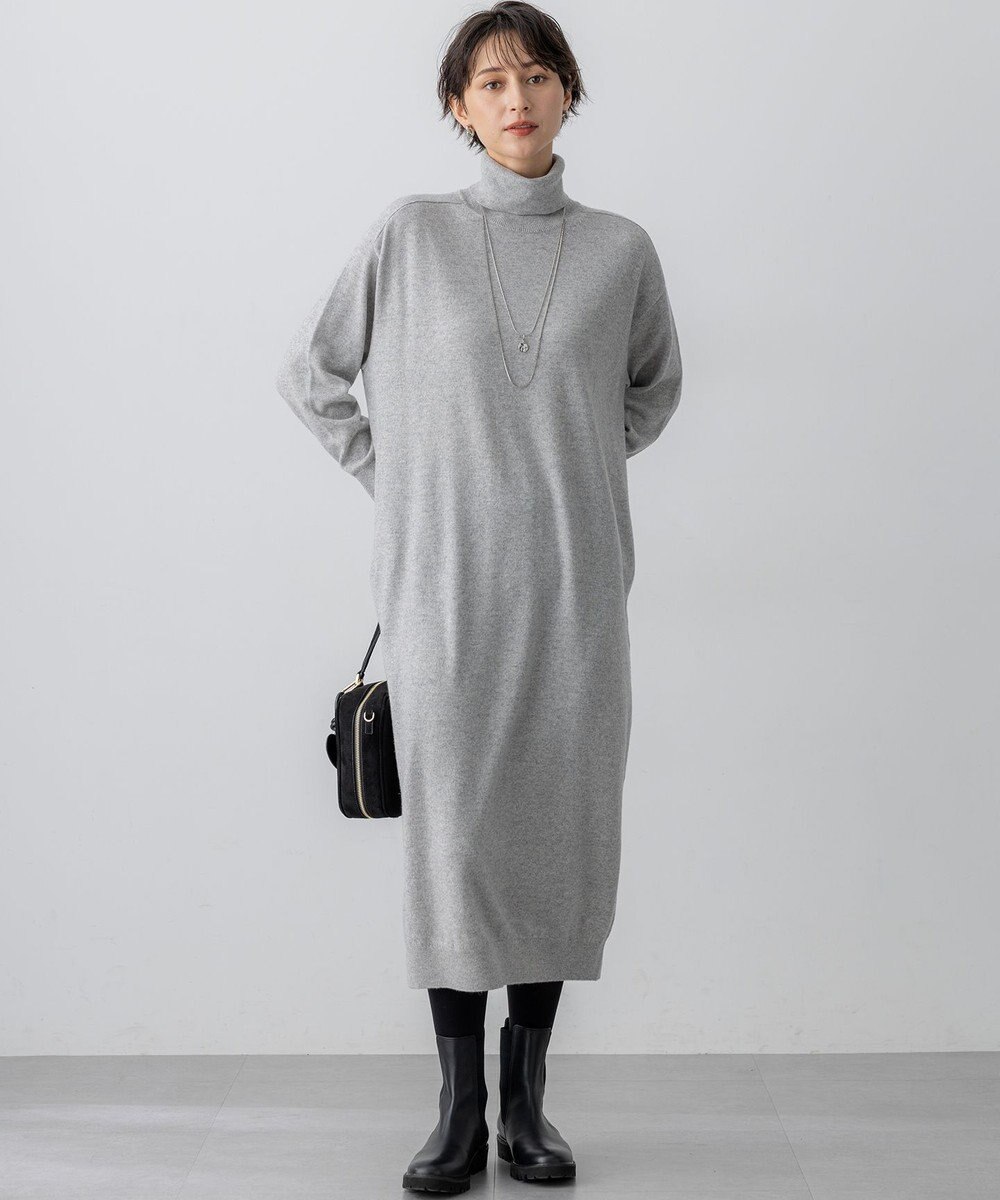 23区 S 【洗える】カシミヤブレンド タートルネック ニットワンピース 
