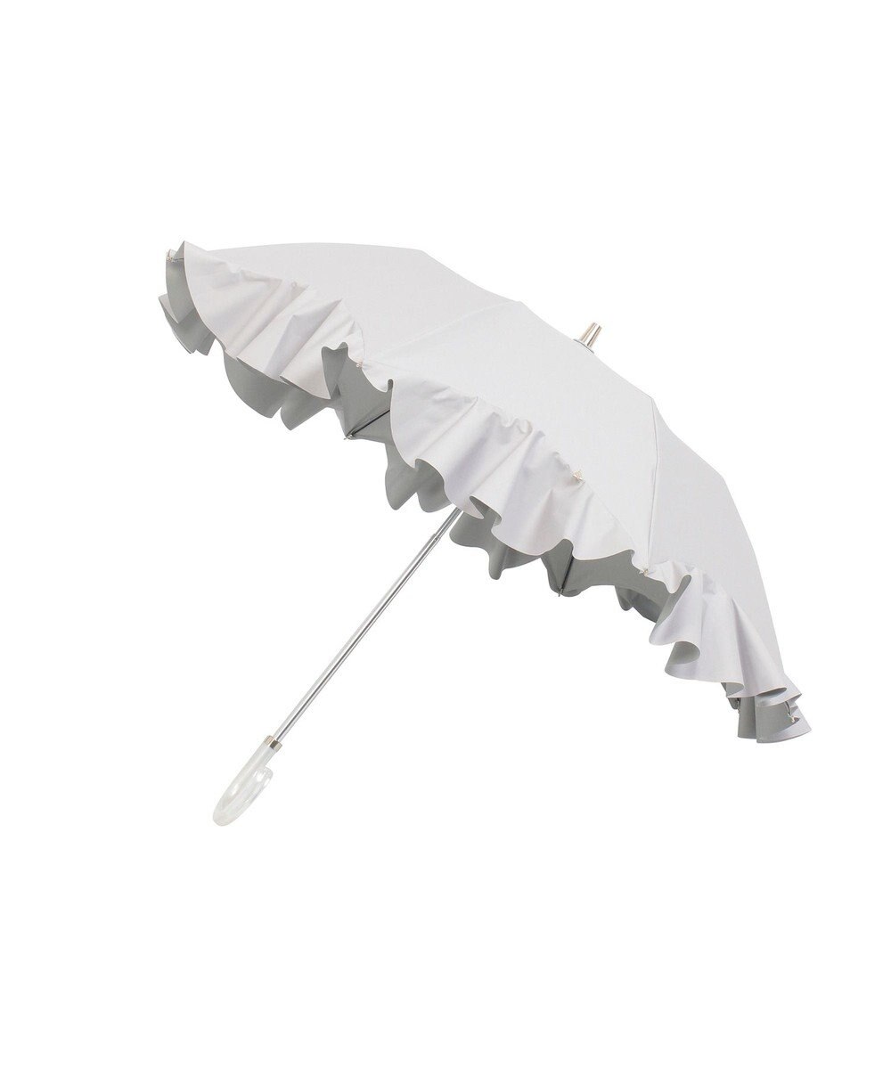 MOONBAT 【1級遮光/遮熱/UV】LANVIN en Bleu (ランバン オン ブルー)晴雨兼用日傘 ラッフルフリル 無地 チャーム付き 折りたたみ傘 楽折 